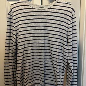 J. Crew Gray and Black Long Sleeve Tee Nautical Stripes